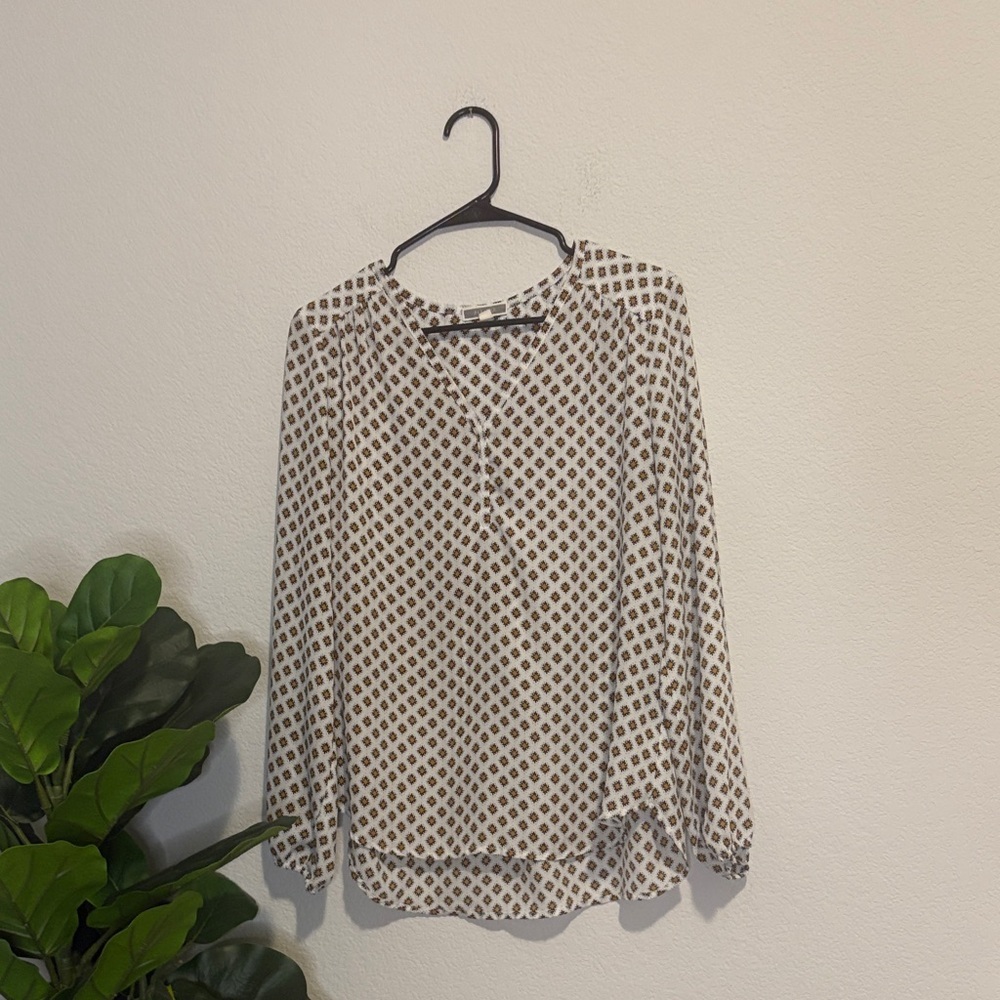 Anthropologie brand Pleione Medium Black White yellow Geometric Blouse